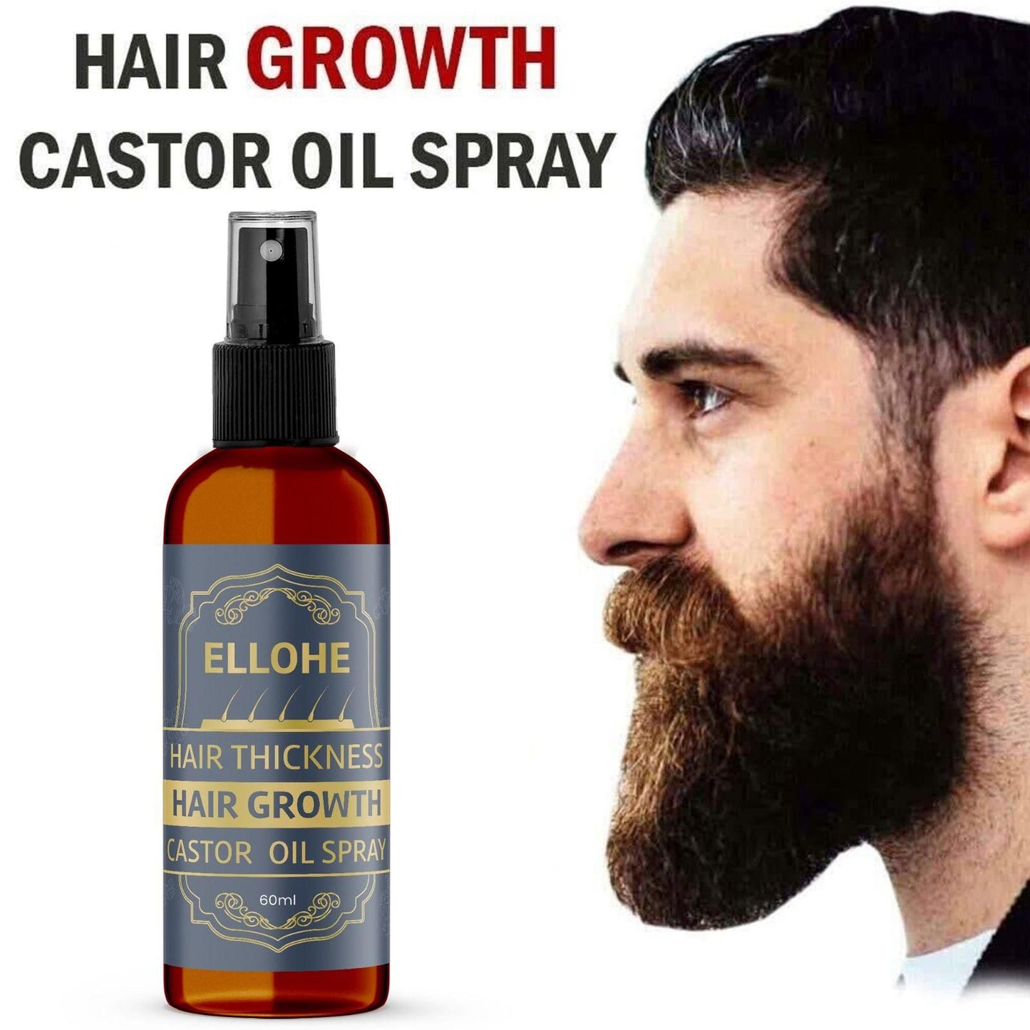Hair Thickness & Hair Growth Castor Oil Spray (60ml Pack of 1)