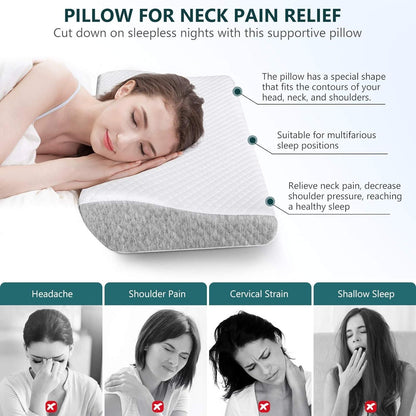 OrthoContour Memory Foam Pillow – Ultimate Neck Pain Relief & Better Sleep